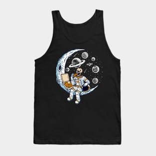 astronaut eating pizza moon Tank Top